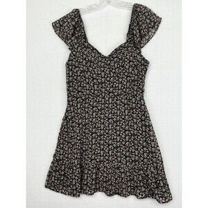 Dark ditzy floral XL Baby Doll Semi Sheer coquette dress Lined Elastic Back